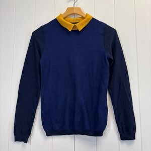 LeShop Womens Preppy Color Block Sweater Size S Twee Academia School Girl Chic